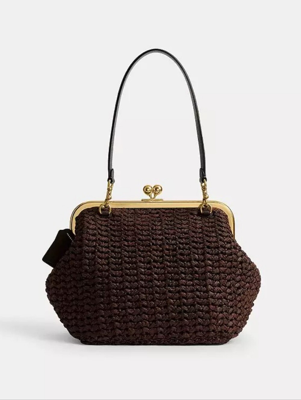 Coach Kisslock Frame Bag 27 Maple Brown Raffia NWT